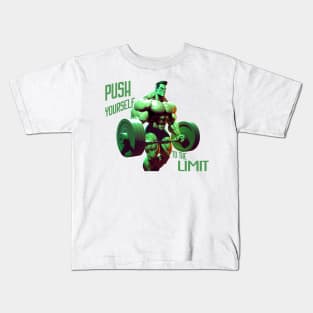 Push Yourself to the Limit, full green. Kids T-Shirt